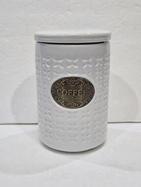 Ceramic Tin "Coffee"Accent Label Farmhouse Style THL Jar Container Unique